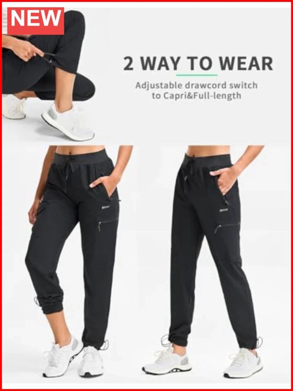 Lightweight Quick Dry Water Resistant Hiking Cargo Joggers with Zipper Pockets